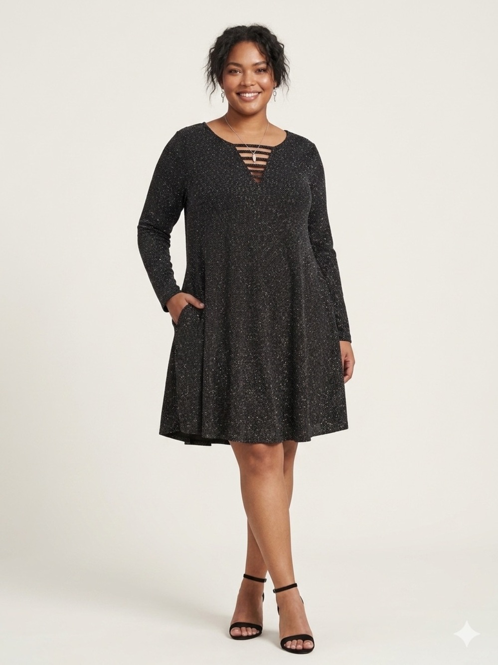 Torrid Black Shimmer Ladder Neck Dress NWT Size 1X (14-16)
